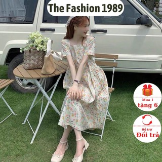 Váy hoa nhí - váy babydoll - váy ulzzang hoa nhí xếp ly ngực