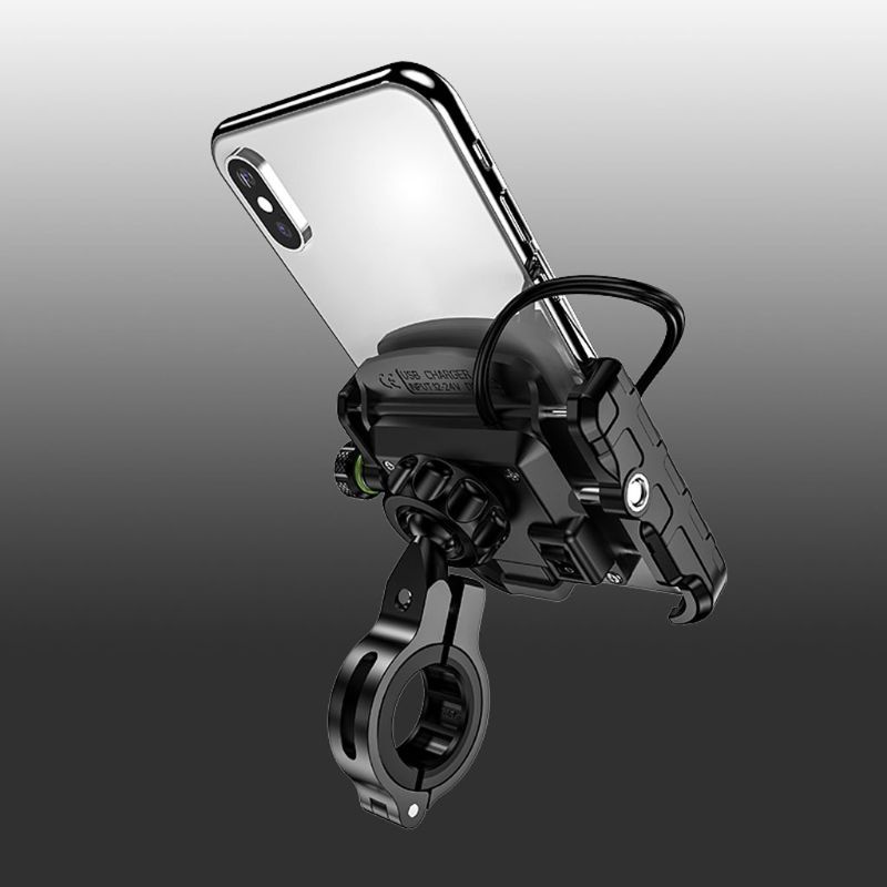 Giá Đỡ Điện Thoại Gắn Tay Lái Xe Máy Chống Thấm Nước Xoay 360 Độ Qc 3.0 Usb