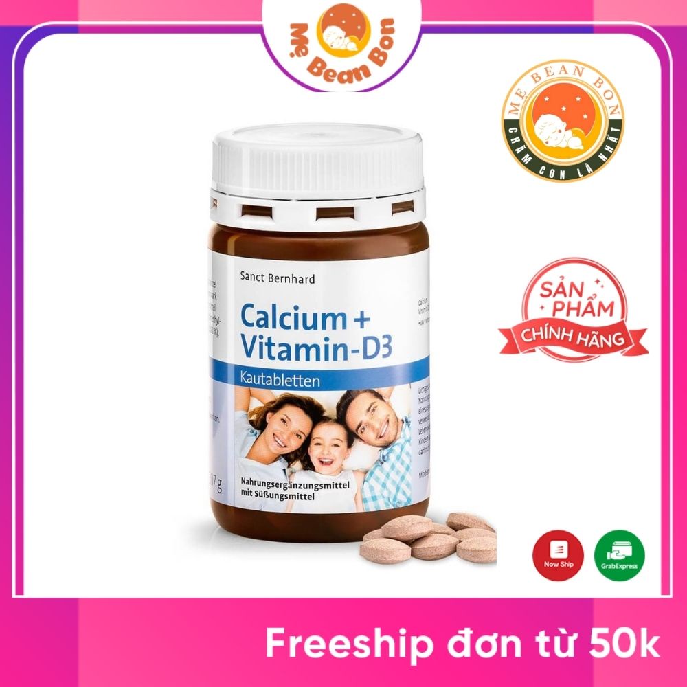 Viên ngậm canxi Calcium Vitamin D3 Sanct Bernhard hàng Đức hương Socola 150 viên cho bé trên 2 tuổi và cả gia đình