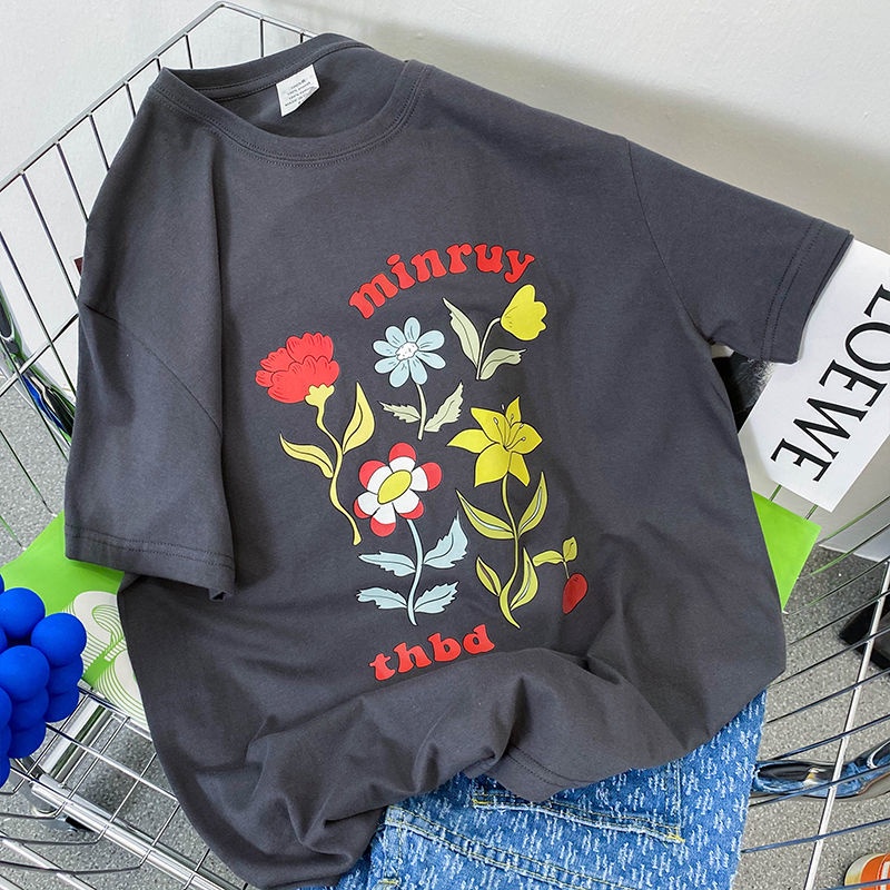 Áo Thun Tay Ngắn Dáng Rộng In Họa Tiết Thời Trang Mùa Hè Phong Cách Hàn Quốc Mới Cho Nữ