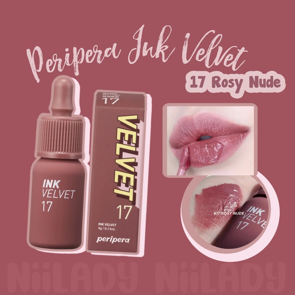 Son Kem Lì Peripera Ink Velvet Nude 4g [Best Seller #17 Rosy Nude - Hồng Nâu Đất] [Shop Về 16 Màu]