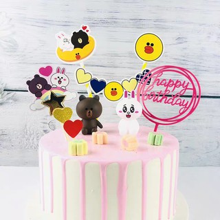 Gấu Brown LINE và Thỏ Cony trang trí bánh kem, bánh sinh nhật