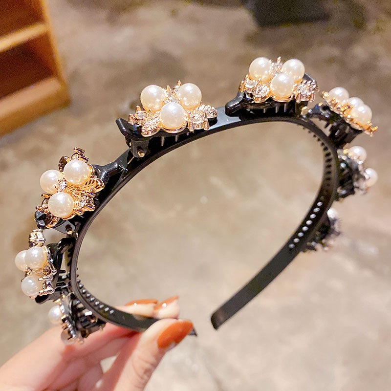 Fashion Rhinestone Braided Hair Band Sweet Girl With Bangs Fixed Head Band Hair Band Hair Accessory YUE