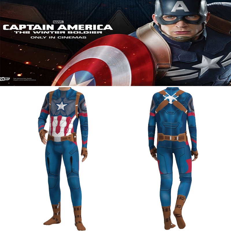 Marvel Captain America Kids Boys Party Cosplay Costume Jumpsuit Fancy Dress Outfit kid Gift