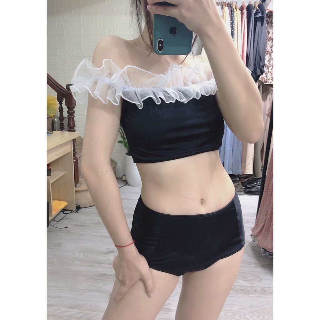 Bikini hai mảnh quây đen bèo trắng đẹp ( Bầu bí mặc được ) | BigBuy360 - bigbuy360.vn