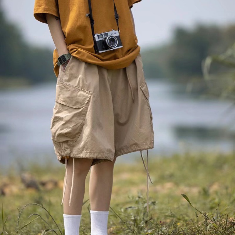 Quần Short Ống Rộng Có Túi Thời Trang Mùa Hè Phong Cách Nhật Bản Size M-2XL Cho Nam Quần short kaki nam PATTERN THE cạp chun