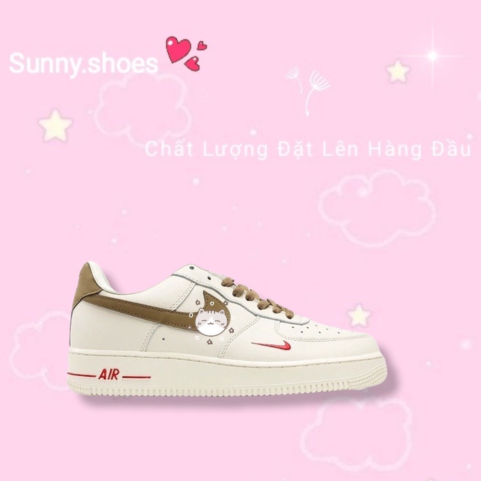 Giày Thể Thao Sneaker Air Force 1 Low White Brown , AF1 Vệt Nâu