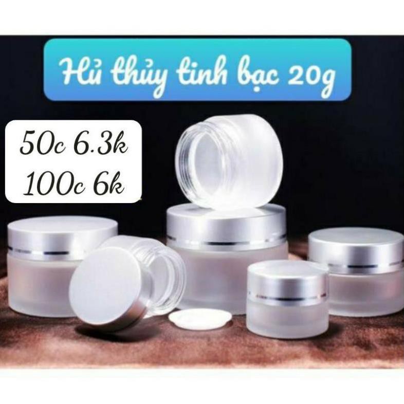 Hủ Đựng Kem ❤ RẺ VÔ ĐỊCH ❤ [15g,20g] Hũ Chiết Mỹ Phẩm Thủy Tinh Nắp Mờ Bạc đựng mỹ phẩm