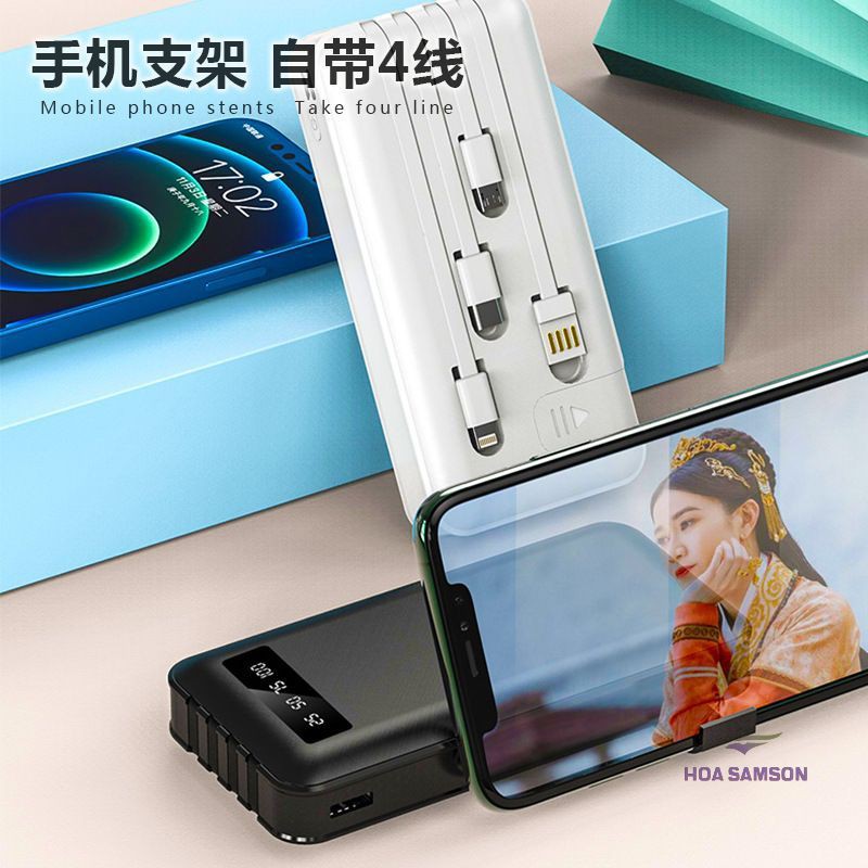 Sạc dự phòng chính hãng Sendem 10000mah tích hợp 4 dây sạc, có đèn báo % pin