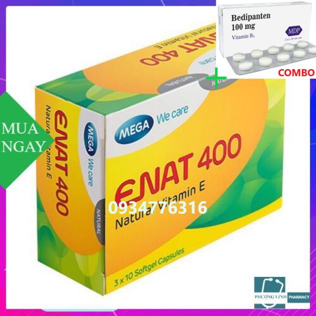 Combo Bedipanten 100mg +  E NAT 400 làm đẹp da , chống lão hoá....( hộp 30 viên)