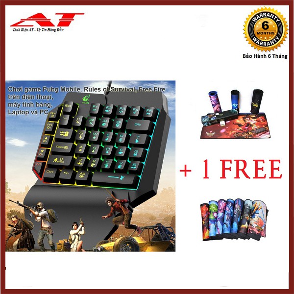 Bàn Phím Bán Cơ 1 Tay Free Wolf K15 Gaming Bàn Phím Cho PUBG OW LOL 35 kèm lót chuột siêu lớn