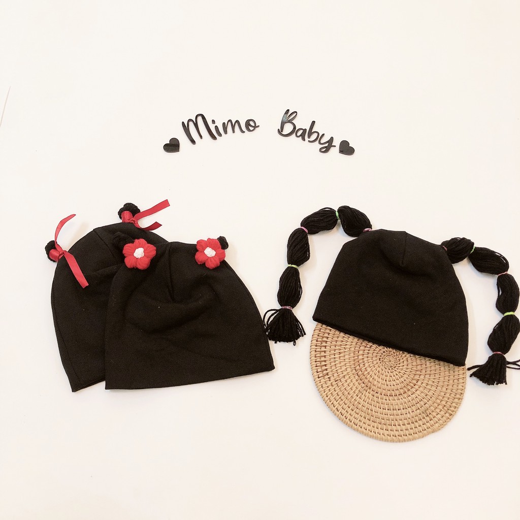 Mũ cotton tóc giả cho bé (0-2y)