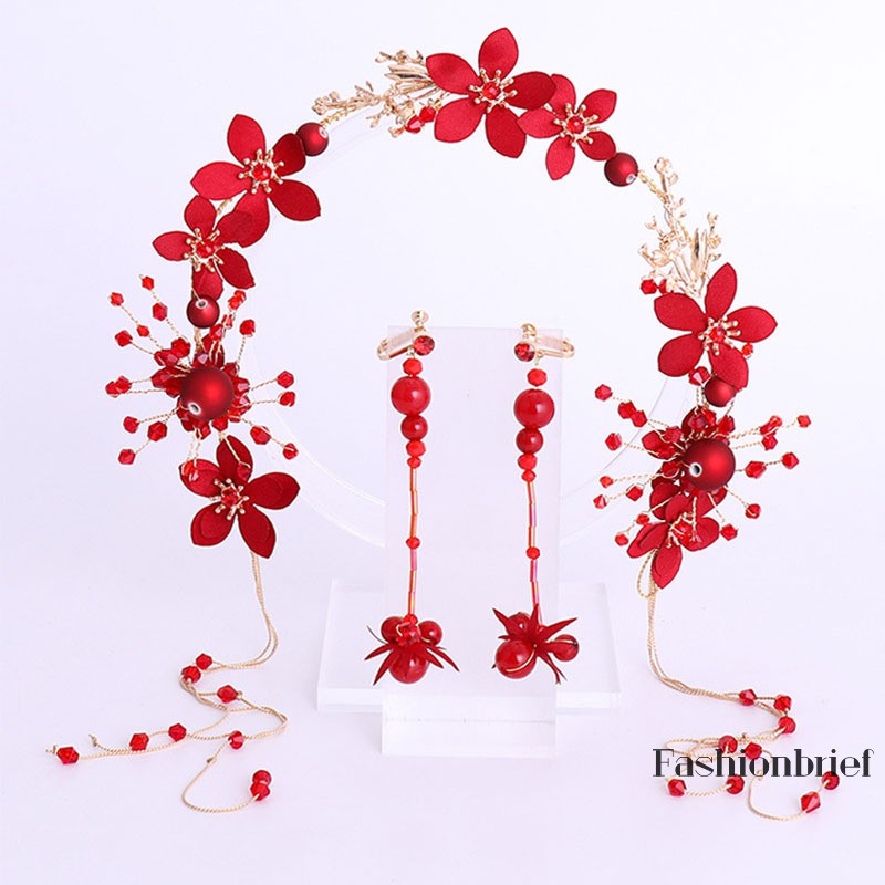 Set vòng cài tóc và hoa tai tua rua phong cách Trung Hoa cho nữ