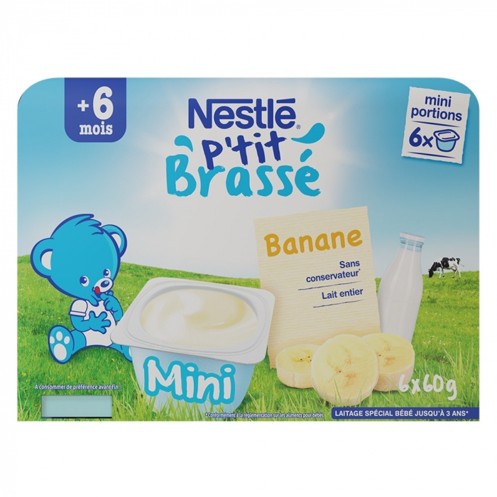 Sữa chua nguội Nestle p'tit brasse dạng Vỉ 6 Hộp (6x60g) sữa chua cho bé ăn dặm