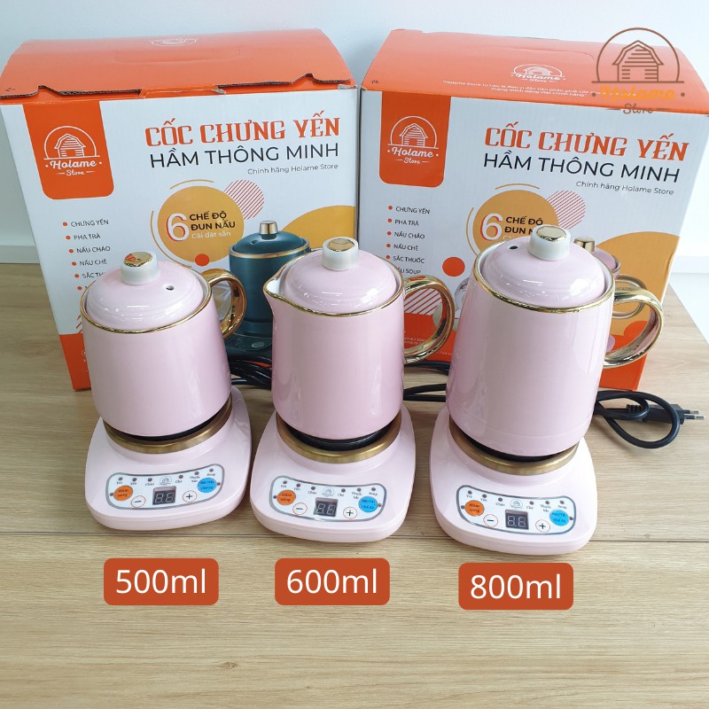 [Ảnh thật] Cốc chưng yến, cốc hâm trà, cốc hầm cháo bằng sứ cao cấp màu hồng ngọc