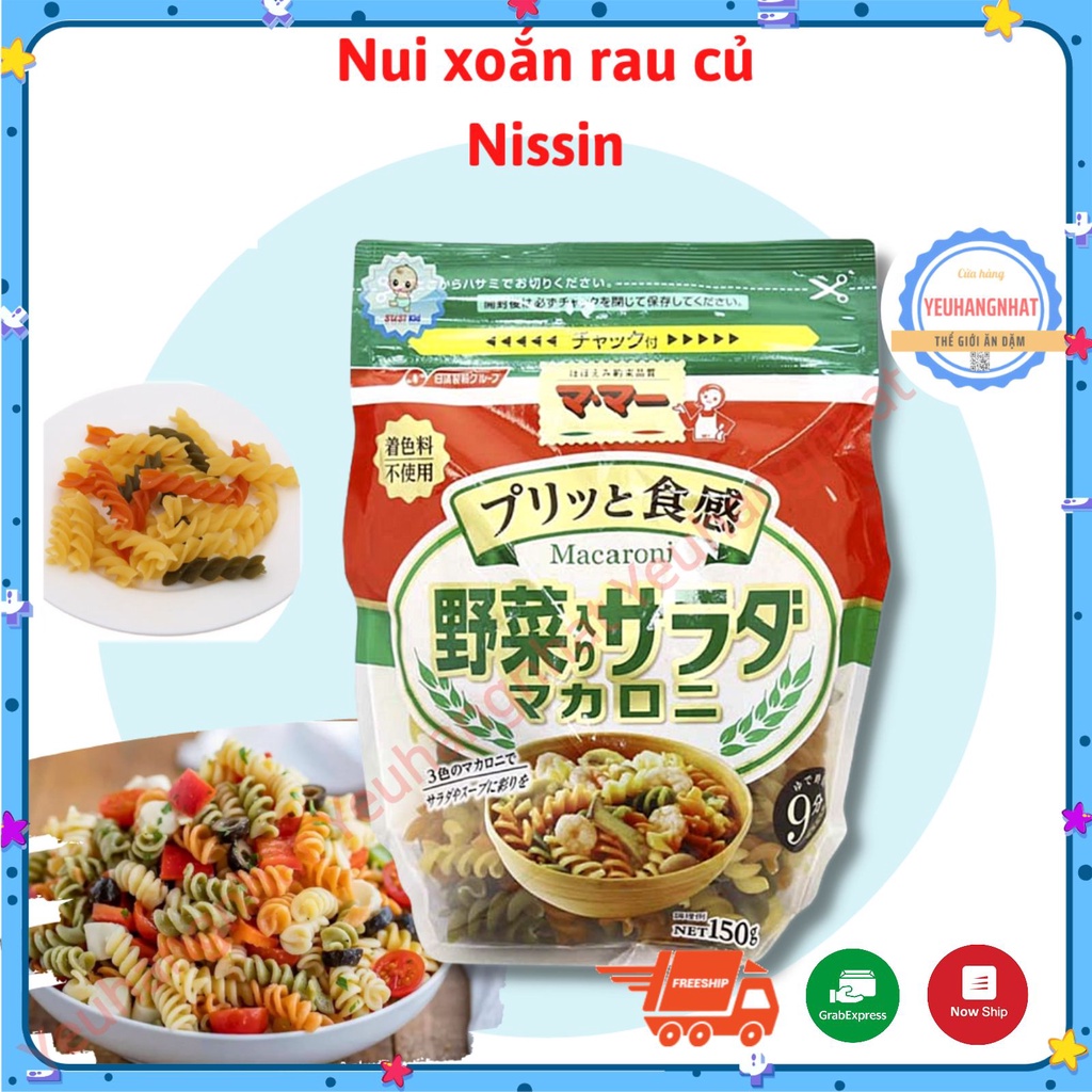 Nui xoắn rau củ tổng hợp Nissin Nhật Bản 150gram cho bé 9 tháng