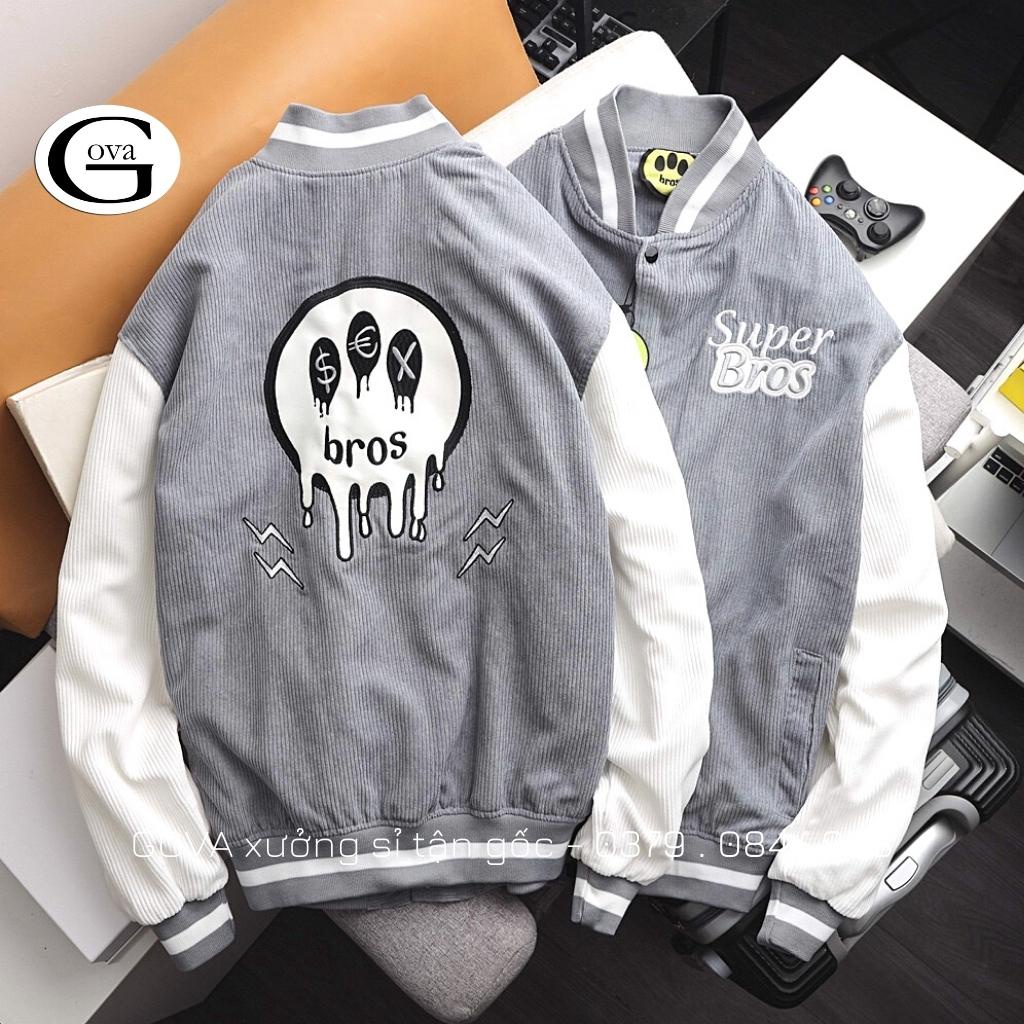 Áo Khoác Nhung Gân Tăm SUPER BROS Form Rộng Ulzzang, Áo Khoác Nhung Nam Nữ Cực Đẹp GOVA