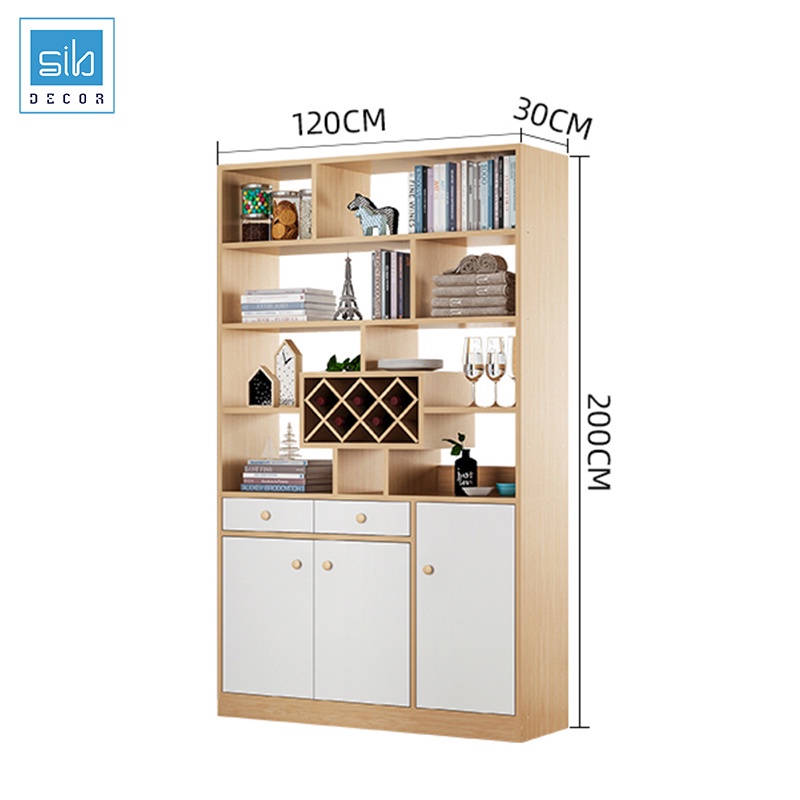 Tủ Gỗ Đơn Giản SIB Decor Đa Năng Làm Vách Ngăn Phòng Khách Kết Hợp Kệ Giày, Kệ Để Vang