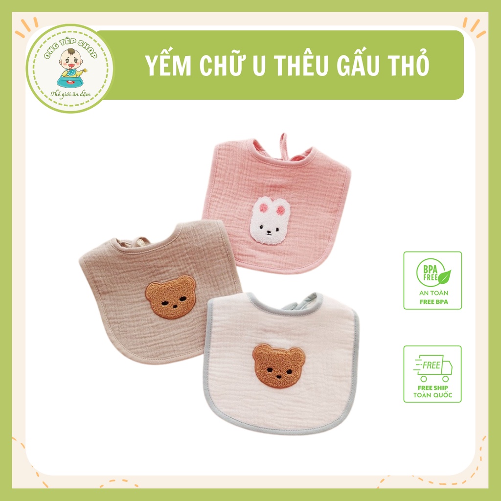 Yếm xô organic gấu Brown quàng cổ chữ U cho bé