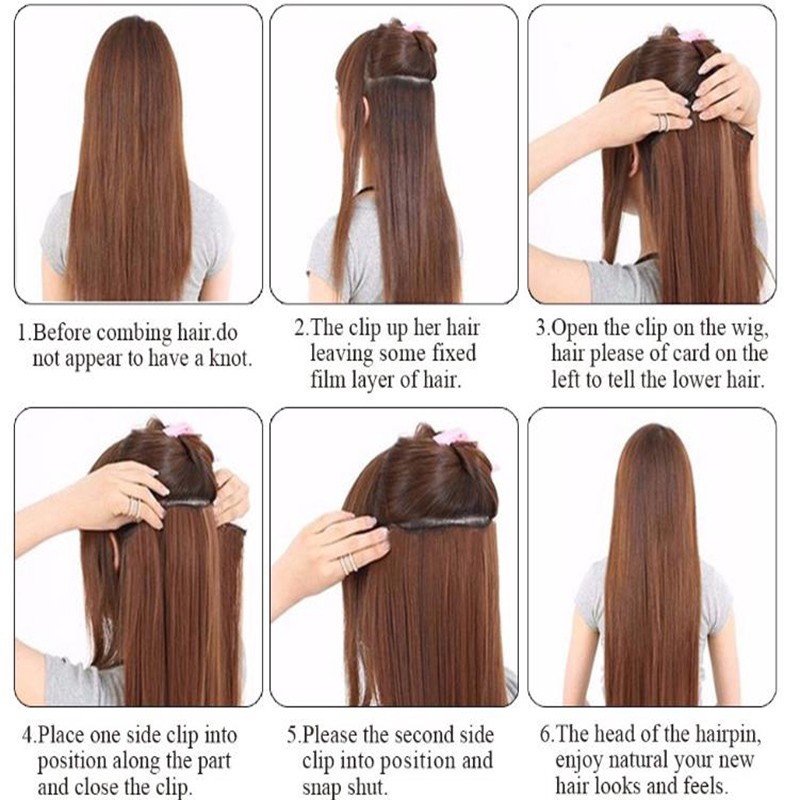 Tóc giả nối Wigsin dài thẳng 5 kẹp hợp thời trang