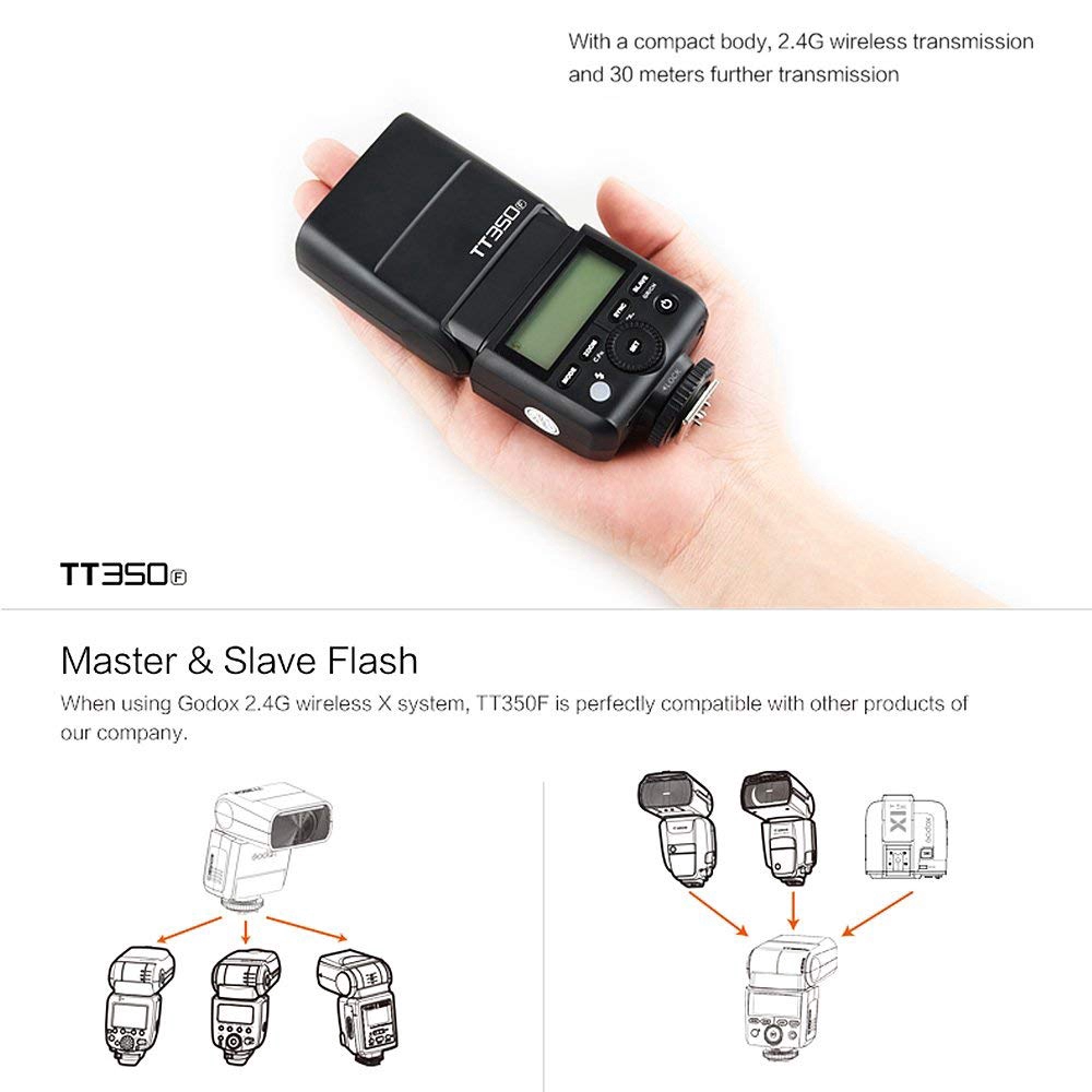 Godox TT350 GN36 2.4G TTL HSS Mini Flash Speedlite + XPro + X1T cho Canon Nikon Sony Fuji Olympus máy ảnh