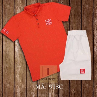 Áo thun lạnh uni cam kẻ vân