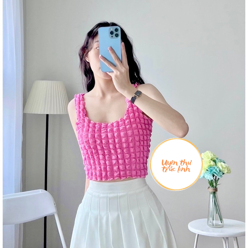 Áo croptop chất xốp phồng siêu đẹp, áo ba lỗ croptop hàng đẹp_ uyên thư trúc linh
