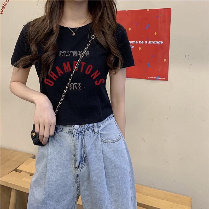 ÁO CROPTOP BODY NỮ CỔ TRÒN IN CHỮ CÁ TÍNH 121