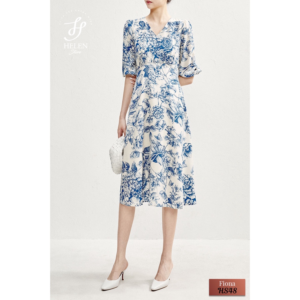 Đầm dáng xòe họa tiết gốm sứ sang trọng - Fiona Dress - Helen Boutique