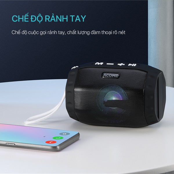 [Mã ELRVA30K giảm 7% đơn 99K] Loa Bluetooth ACOME A2 Công Suất 5W - Hỗ Trợ Kết Nối MicroSD USB Nghe FM - Playtime 6H