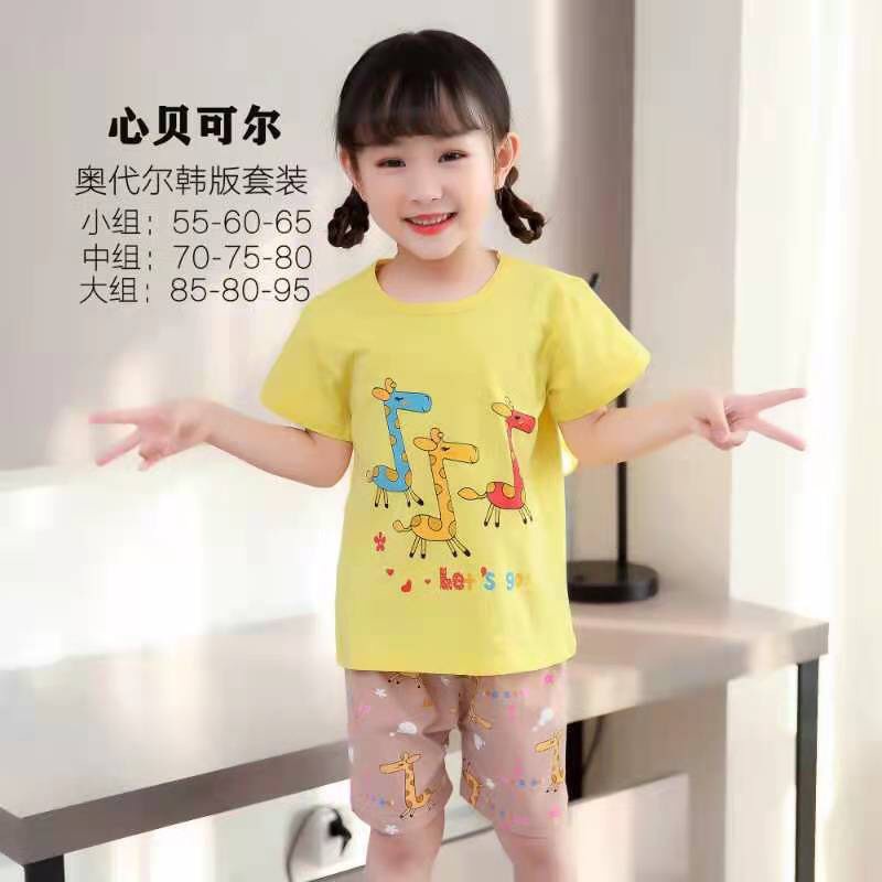 (16-23KG)Bộ cộc tay xuất Hàn cotton lạnh Quảng Châu cho bé GÁI sz nhỡ (70-75-80)- Bảng màu 2022