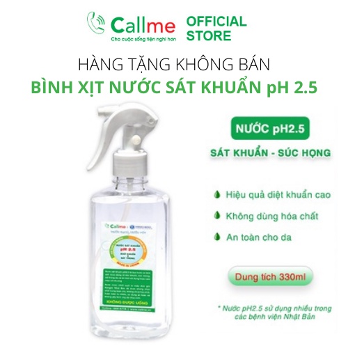 [HÀNG TẶNG KHI MUA MÁY LỌC NƯỚC] Bình xịt dung dịch nước sát khuẩn Callme pH 2.5 - Không dùng hóa chất, an toàn cho da