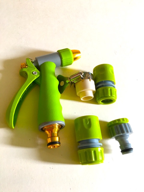 Combo Nguyên Bộ Đầu Vòi Xịt Nước Rửa Xe cực mạnh, Tưới Cây Đa Năng màu xanh