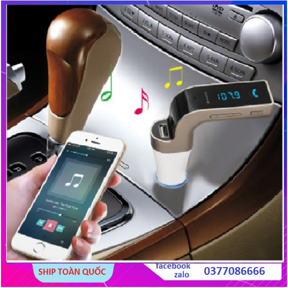 Củ Sạc Nhanh Trên ÔTÔ, Tặng Dây Sạc Kết Nối Bluetooth Với Điện Thoại - Kết Nối FM Với Đầu Nghe Nhạc