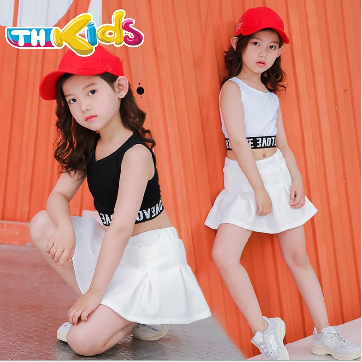 Set Đồ Nhảy Mẫu Áo Ba Lỗ + Chân Váy Trắng