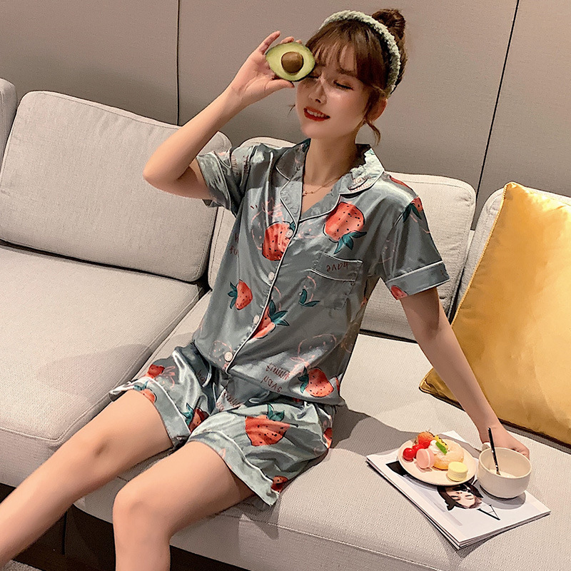 áo nữ đồ bộ pyjama Đồ mặc nhà pijama Set Đồ Ngủ Vải Phi Bóng Quyến Rũ Cho Nữ đồ ngủ nữ tiểu thư dễ thương lụa sexy cute bigsize dài tay hai 2 dây