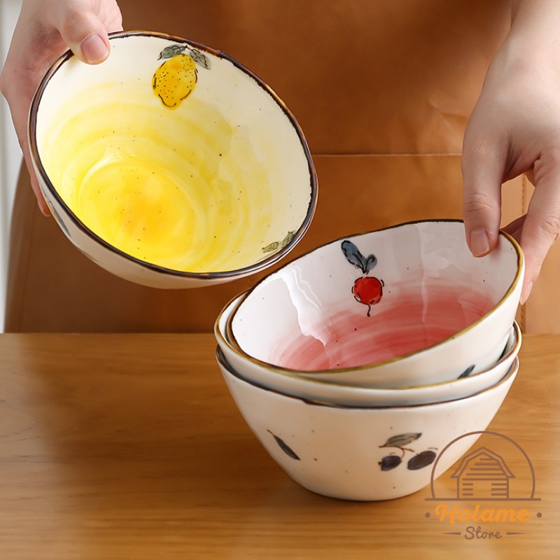 Tô ăn mì , bát úp mì đựng đồ ăn họa tiết hoa quả nhiều màu sắc Holame