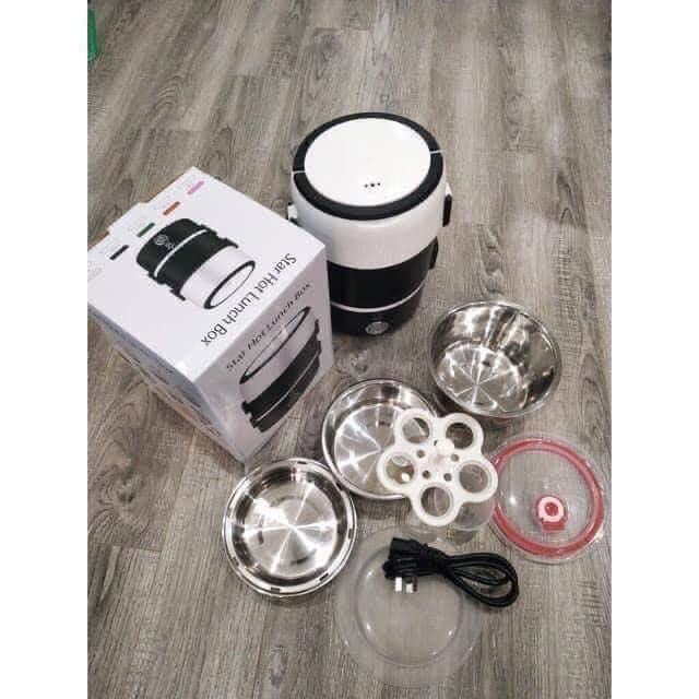 Hộp cơm cắm điện giữ nhiệt văn phòng cặp lồng ủ cơm 3 tầng lõi inox cao cấp 304