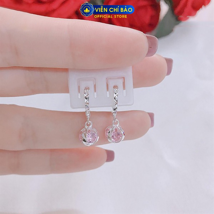 Bông tai bạc nữ quả cầu lấp lánh chất liệu bạc 925 thời trang phụ kiện trang sức Viễn Chí Bảo B400195