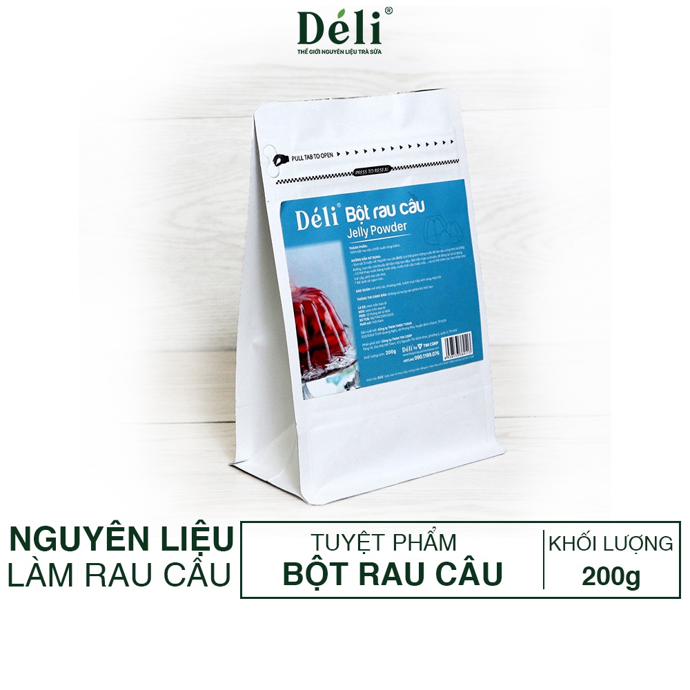 Bột rau câu cao cấp Déli TÚI LỚN 200gr ,HSD:12 tháng  GẤP 10 LẦN TÚI TRONG ST BÁN [GIÁ SỈ TẬN XƯỞNG] DẺO GIÒN DAI