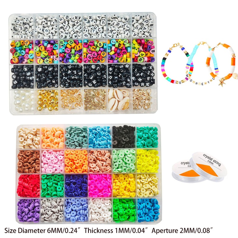 Bộ Hạt Tròn Dẹt Bằng Polymer Dùng Làm Trang Sức Thủ Công