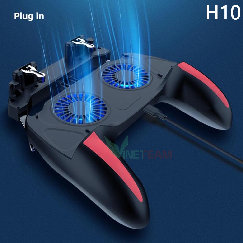 Tay cầm H10 có nút bấm bổ trợ và tích hợp sạc dự phòng 2500 5000 mAh hỗ trợ chơi game trên điện thoại