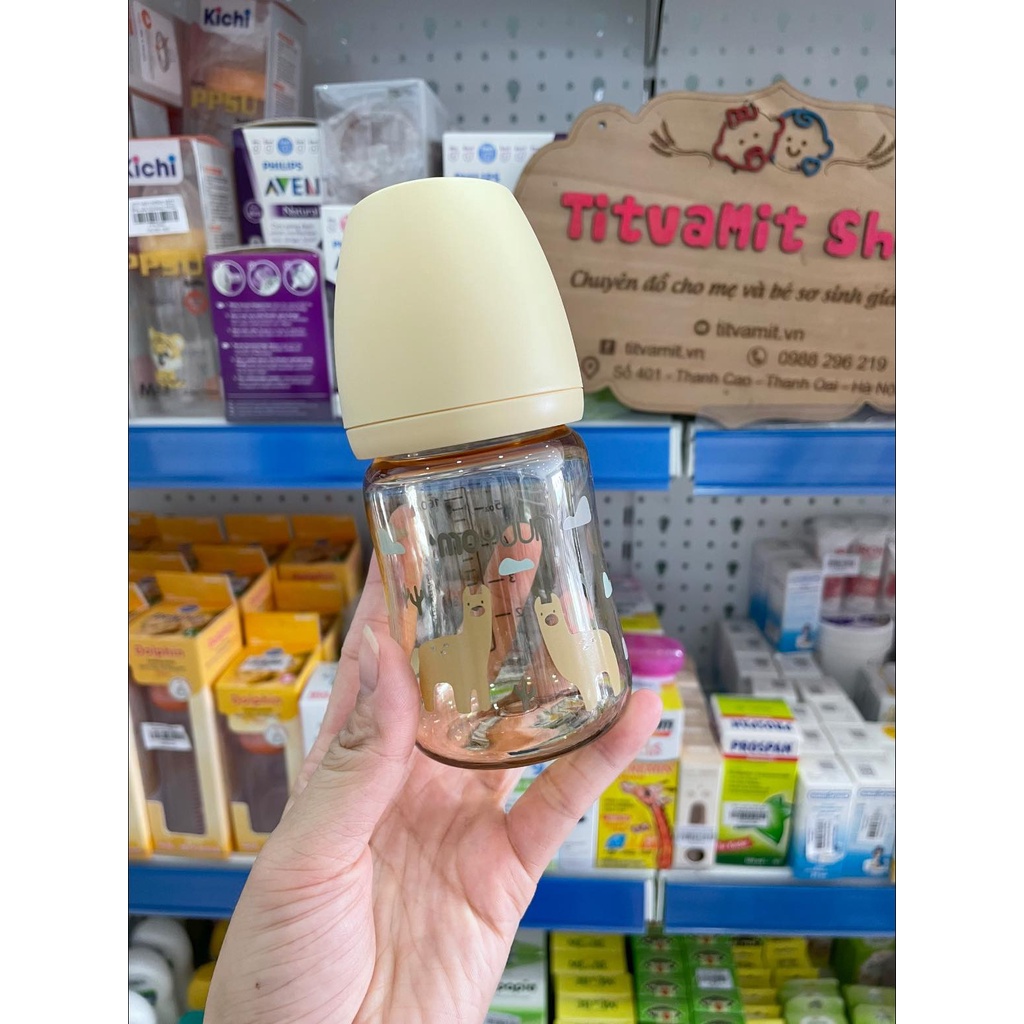 Bình sữa moyuum hoa cúc, lạc đà chính hãng Hàn Quốc, bình sữa moyuum hoạ tiết 170ml-270ml