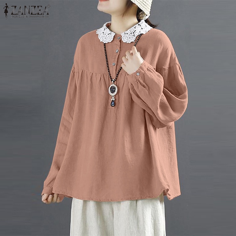 Áo ZANZEA dài tay phối ren gợi cảm cho nữ