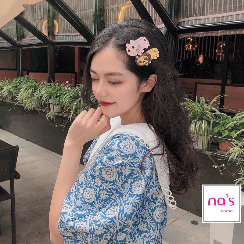 Kẹp tóc mái len đan thêu handmade hoạt hình hình thú dễ thương ngộ nghĩnh dạng kẹp bật hairclip