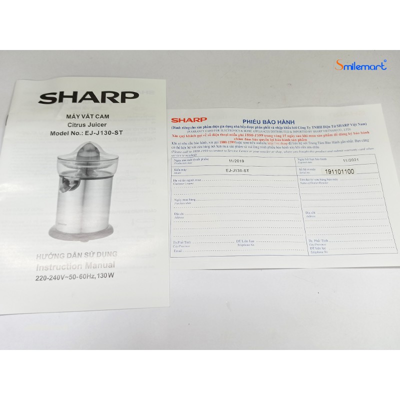 [Mã ELHA22 giảm 6% đơn 300K] Máy Vắt Cam SHARP EJ-J130-ST