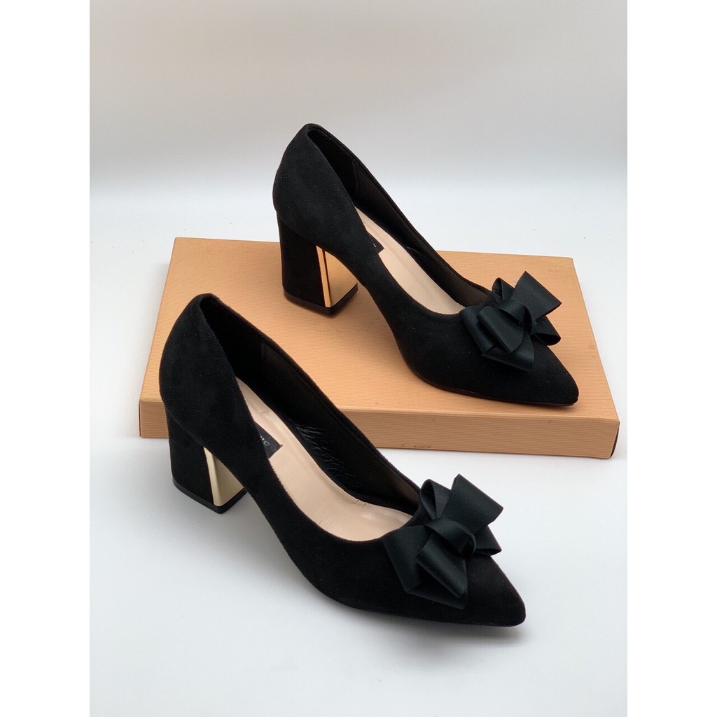 Giày cao gót nữ phối nơ lên chân cực êm