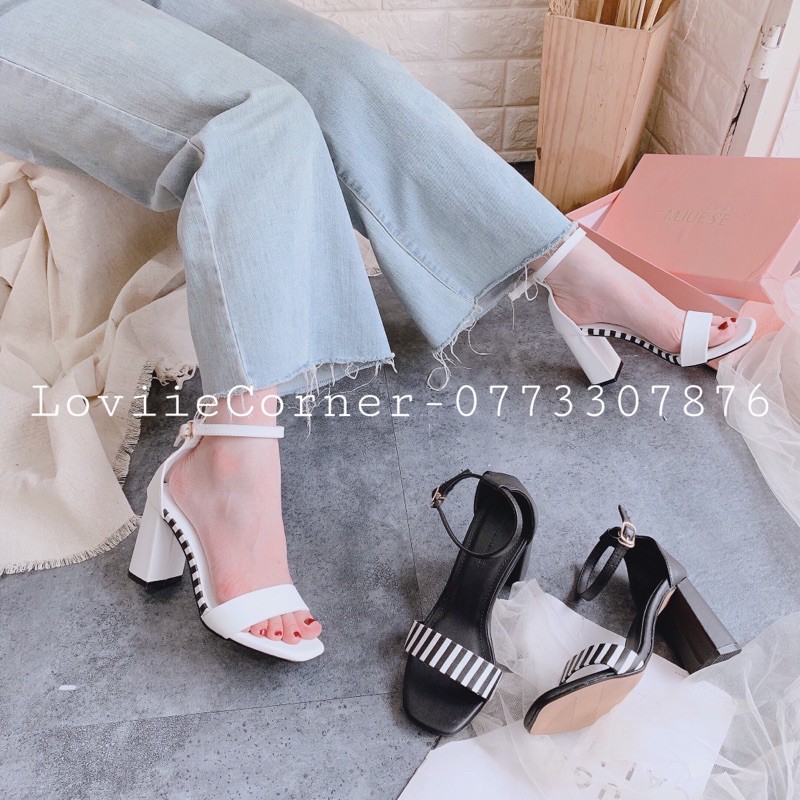 LOVIIECORNER - SANDAL NỮ CAO GÓT 7CM BÍT HẬU - SANDAL CAO GÓT BÍT HẬU 7 PHÂN - GIÀY SANDAL CAO GÓT 7CM ĐẾ VUÔNG  G201048