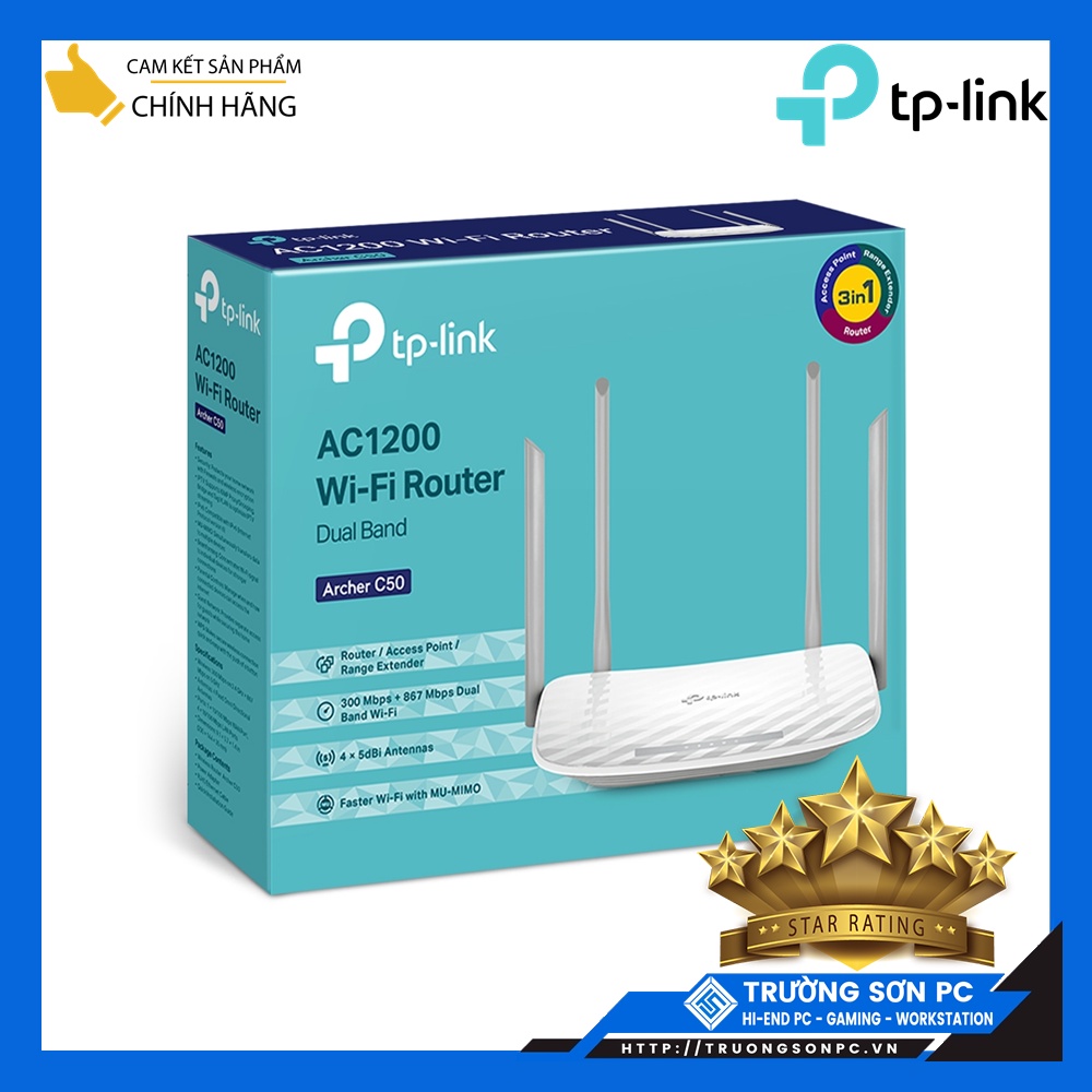 Bộ Phát Wifi TPLink Băng Tần Kép C50 AC1200 2 Dâu 300Mbps | Router Wifi 840N