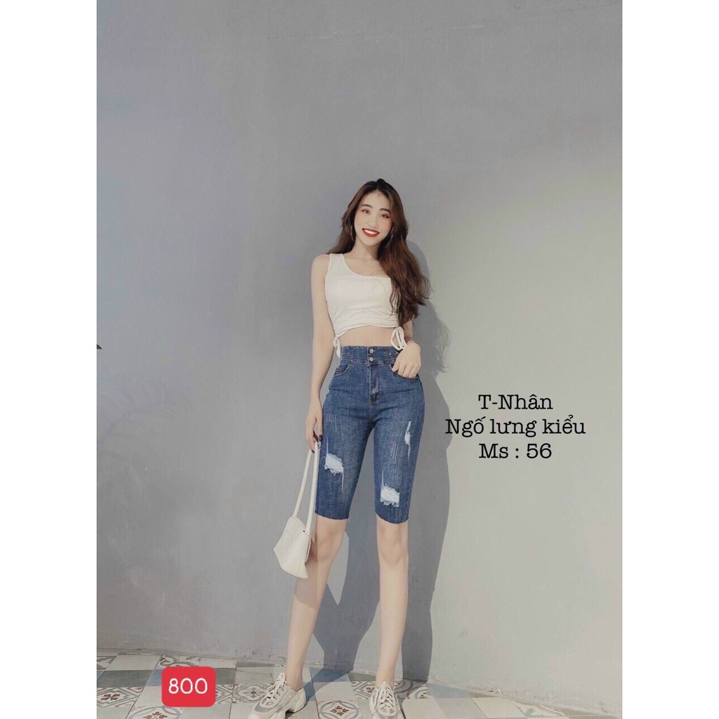 Quần short jean nữ ngố ❤️FREESHIP❤️ Quần Ngố Jean Nữ chất bò co giãn lưng cao phối 3 nút thời trang A-T Fashion - SNM800